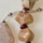 Howlite and red spacer beads; howlite drop with faceted howlite, 17